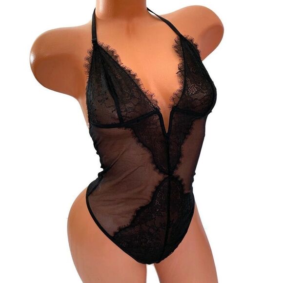 Victoria’s Secret Sexy Sheer lace mesh teddy V wire plunge black - Picture 7 of 7